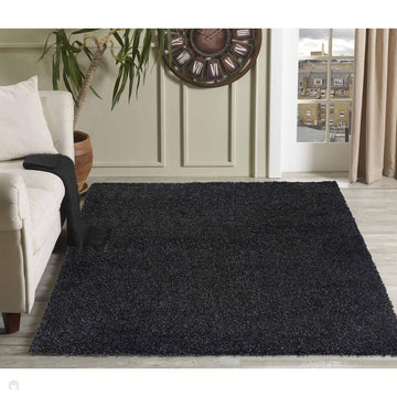 Oxford OXF00 Plain Plush Soft Stain-Resistant Textured Polypropylene Shaggy Anthracite Rug-Desire Rugs-Rug Love - The Most Loved Rug Store